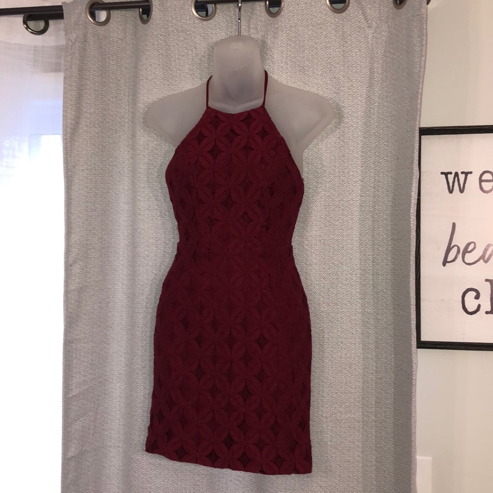 Halter Style Mini Lace Dress